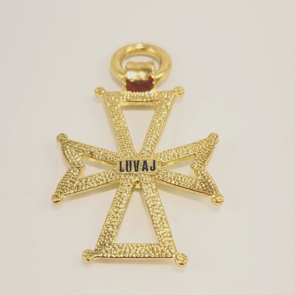 LUV AJ X SABO LUXE Mattan Cross Statement Pendent Antique Gold New - Picture 2 of 2